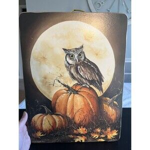Autumn Owl Collection Pumpkin Patch John Rossini Wall Art Wood Farmhouse Country